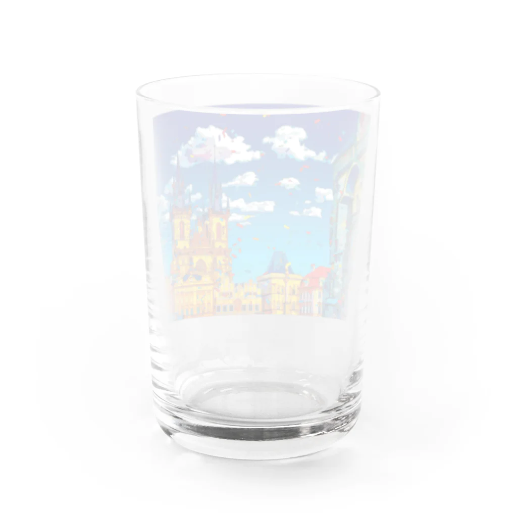 GALLERY misutawoのチェコ プラハの天文時計とティーン教会 Water Glass :back