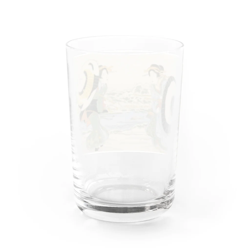 寿めでたや(ukiyoe)のUKIYOE渓斎英泉隅田川畔雪中二美人 Water Glass :back