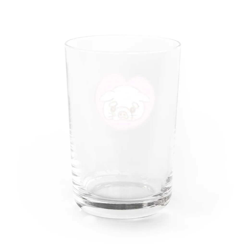 【ホラー専門店】ジルショップのハートのブタちゃん＊イラスト＊鉛筆画 Water Glass :back