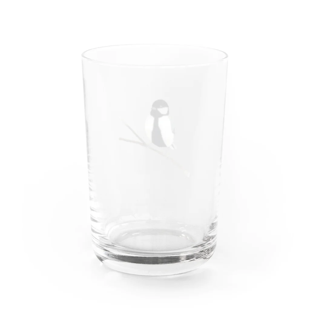 下田村の鳥の絵・バードウォッチング・シジュウカラ Water Glass :back