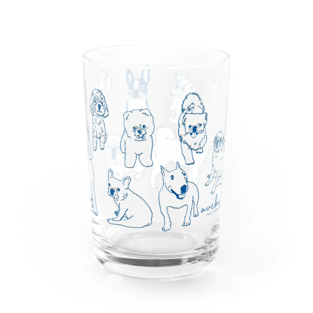 aveku towa. の犬との暮らし（ブルー） Water Glass :back