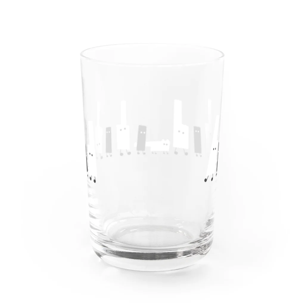 ねこやにわとりやのWALKING PIANO Water Glass :back