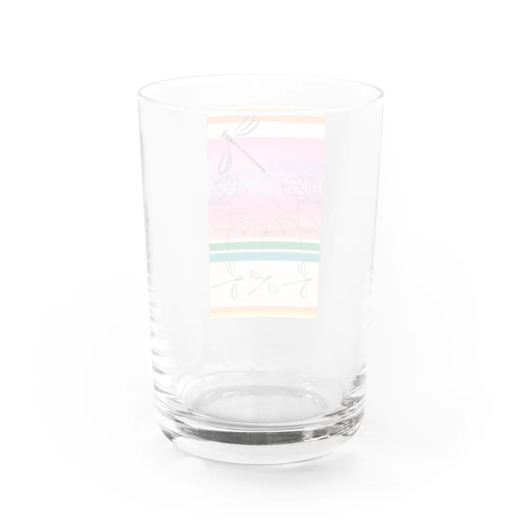 ヘーゼル色のどんぐりまなこの夕景に蓮ととんぼ① Water Glass :back