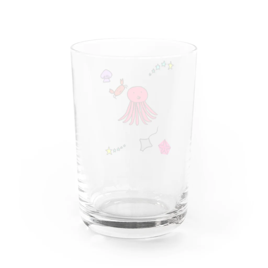 386のポップなタコ（クリア） Water Glass :back