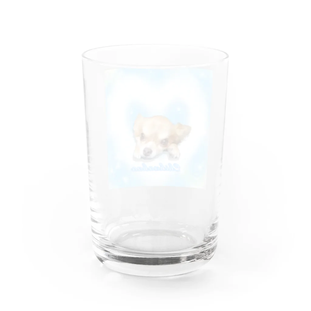 ガゥガゥちゃんの雲ハートとチワワ Water Glass :back