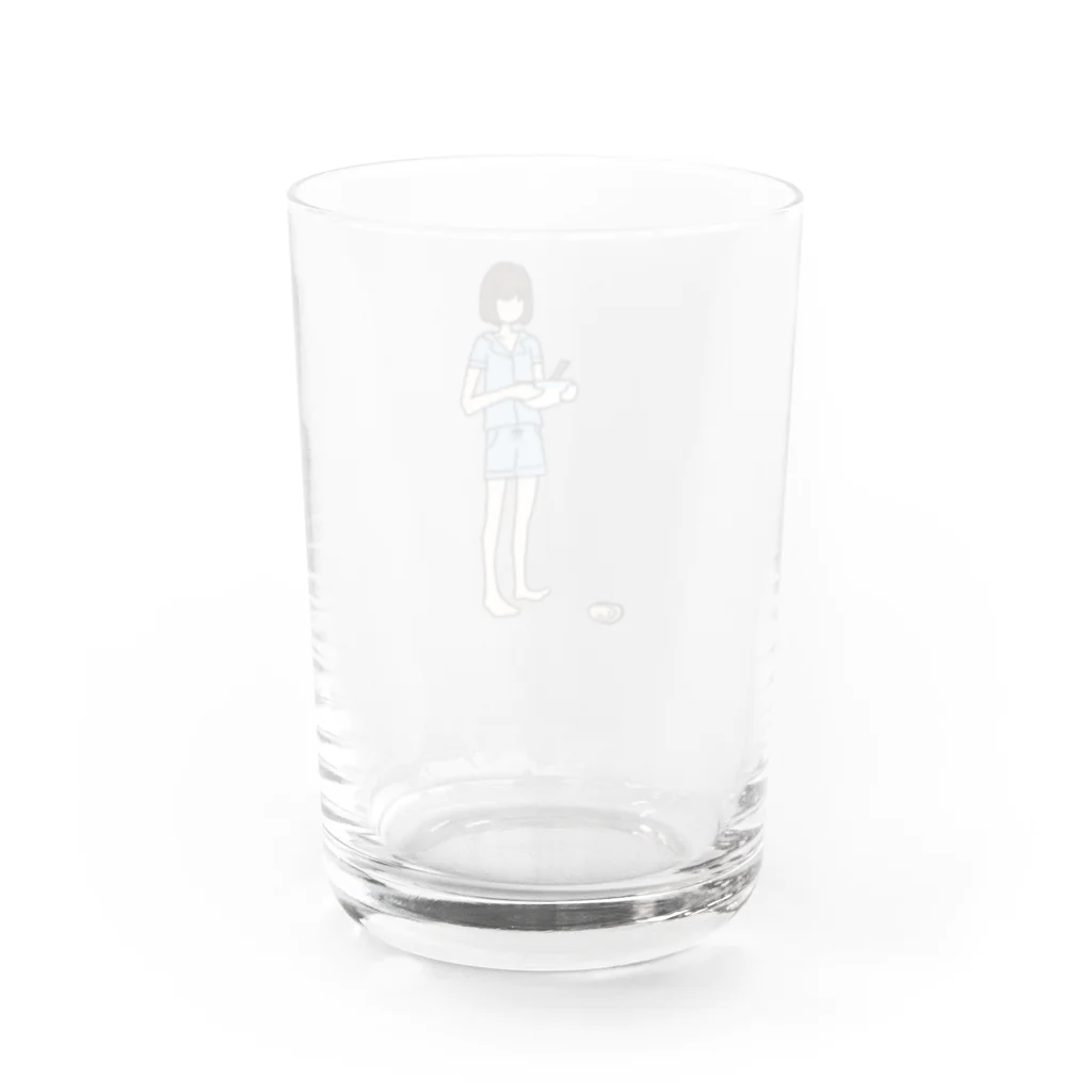 みやたの落ちたカキ食べられないの -blue- Water Glass :back