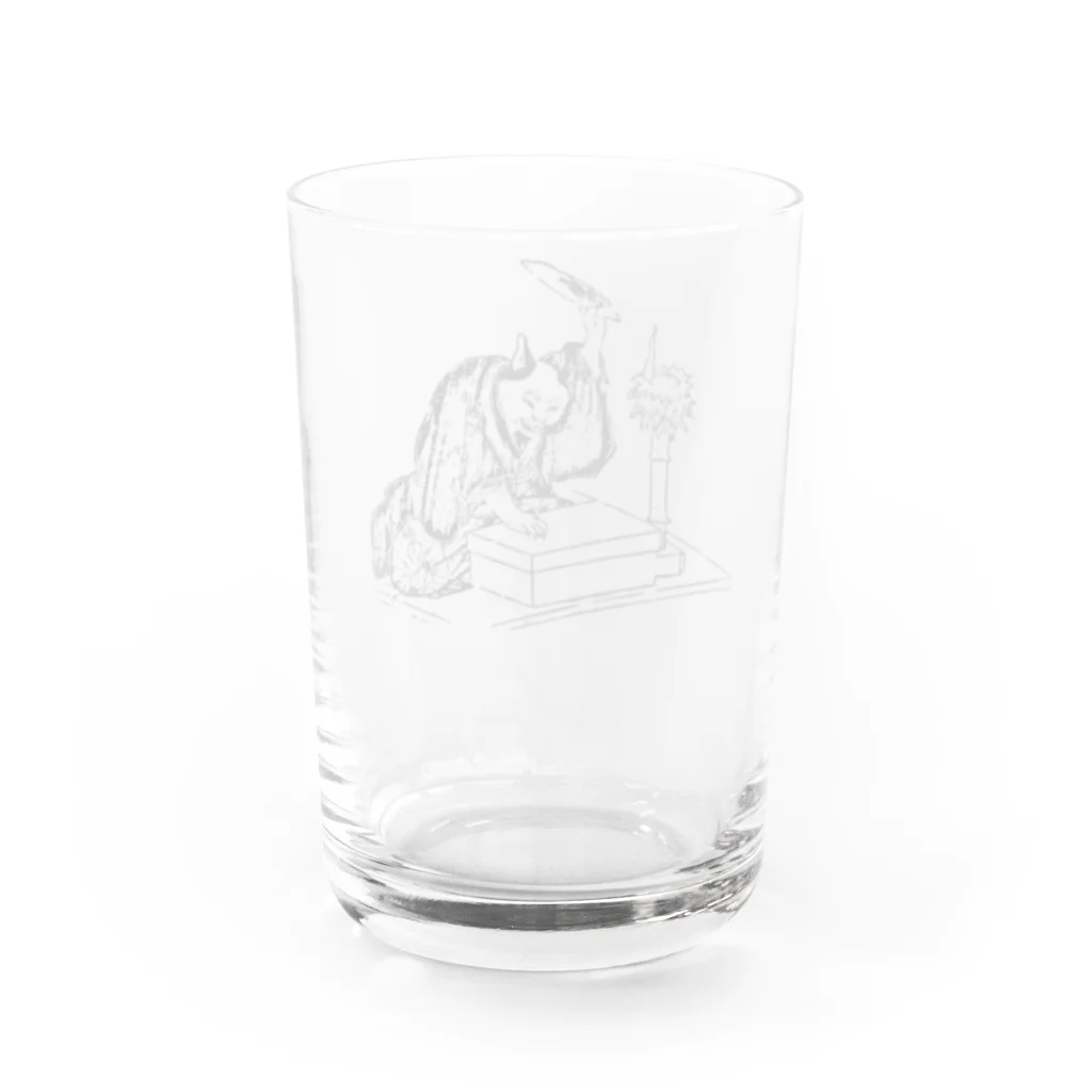 猫の浮世絵・草紙の講談する猫 Water Glass :back