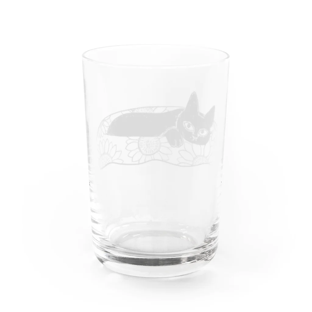 黒猫メディア / nya3（にゃにゃにゃ）の浮き輪と黒猫さん Water Glass :back