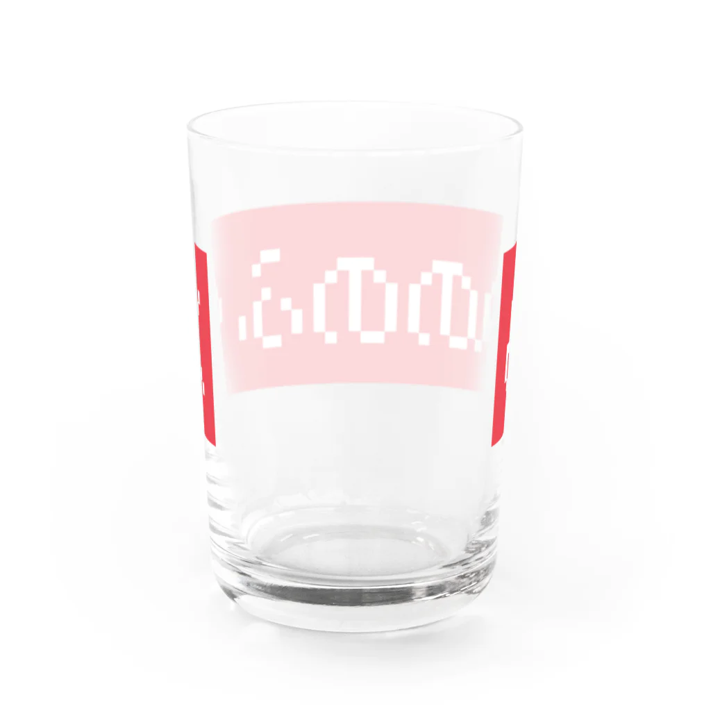 レトロゲーム・ファミコン文字Tシャツ-レトロゴ-のぬののふく 赤ボックスロゴ Water Glass :back