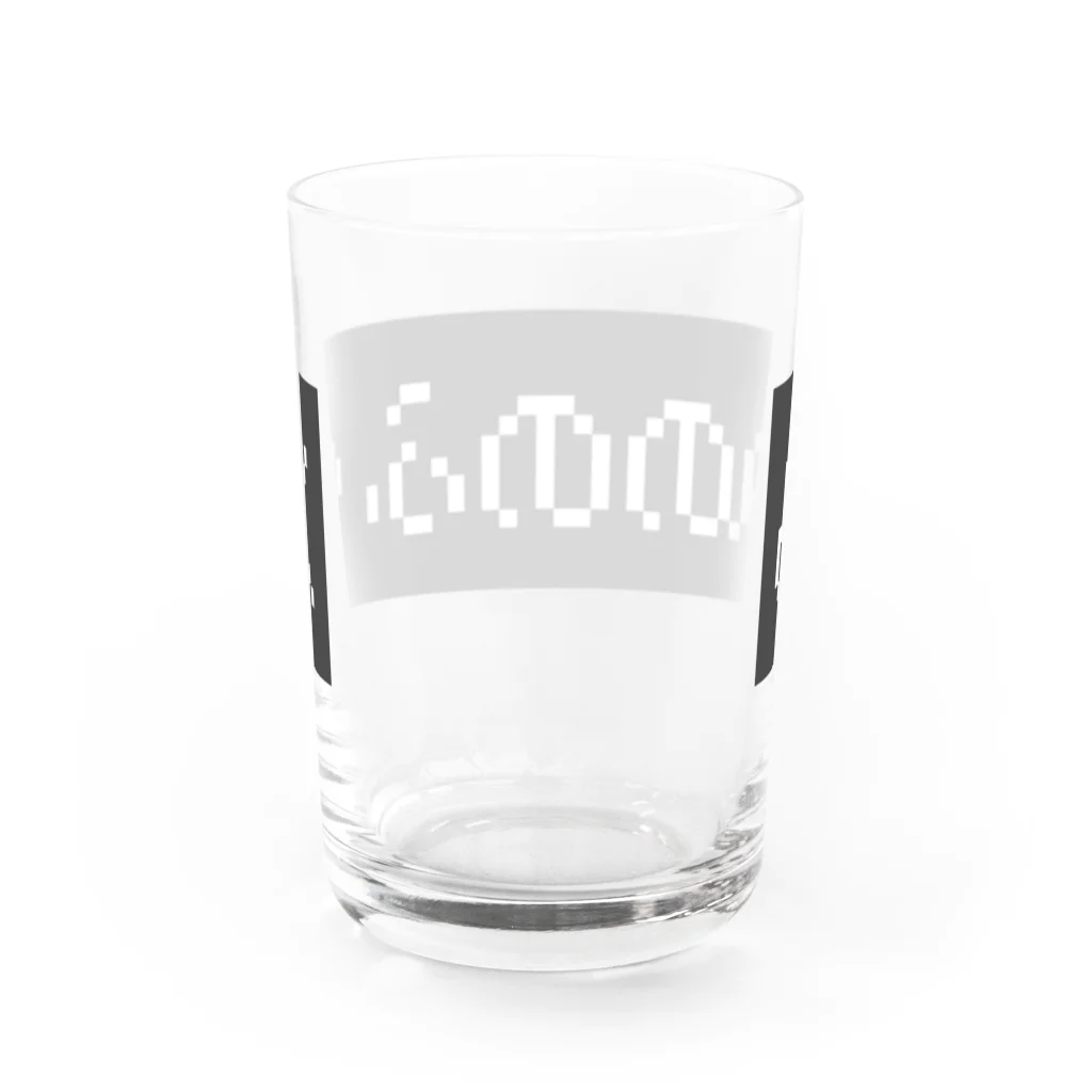 レトロゲーム・ファミコン文字Tシャツ-レトロゴ-のぬののふく 黒ボックスロゴ Water Glass :back