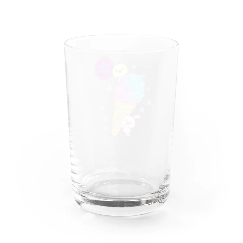 ぴよねこ(nikoneko)のカラフルソフトクリームとふわふわアニマル Water Glass :back