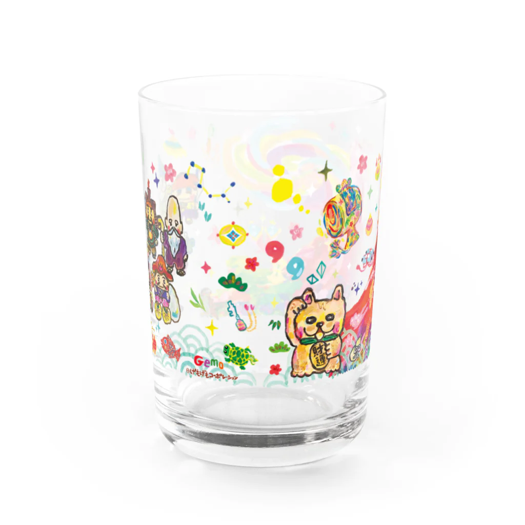 Gemo こうだともこの七福神と縁起物_グラス・タンブラー Water Glass :back