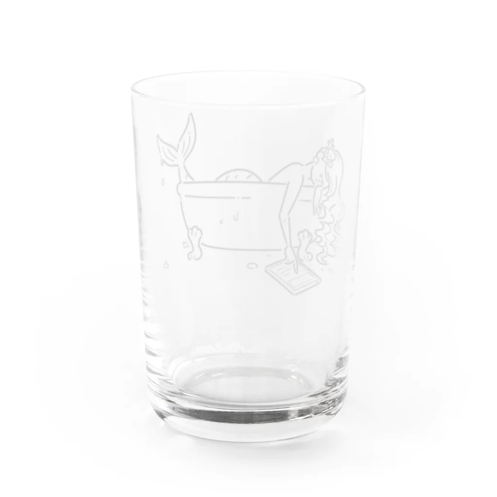 サトウノリコ*の浴室でタブレットを使う人魚【くろ】 Water Glass :back