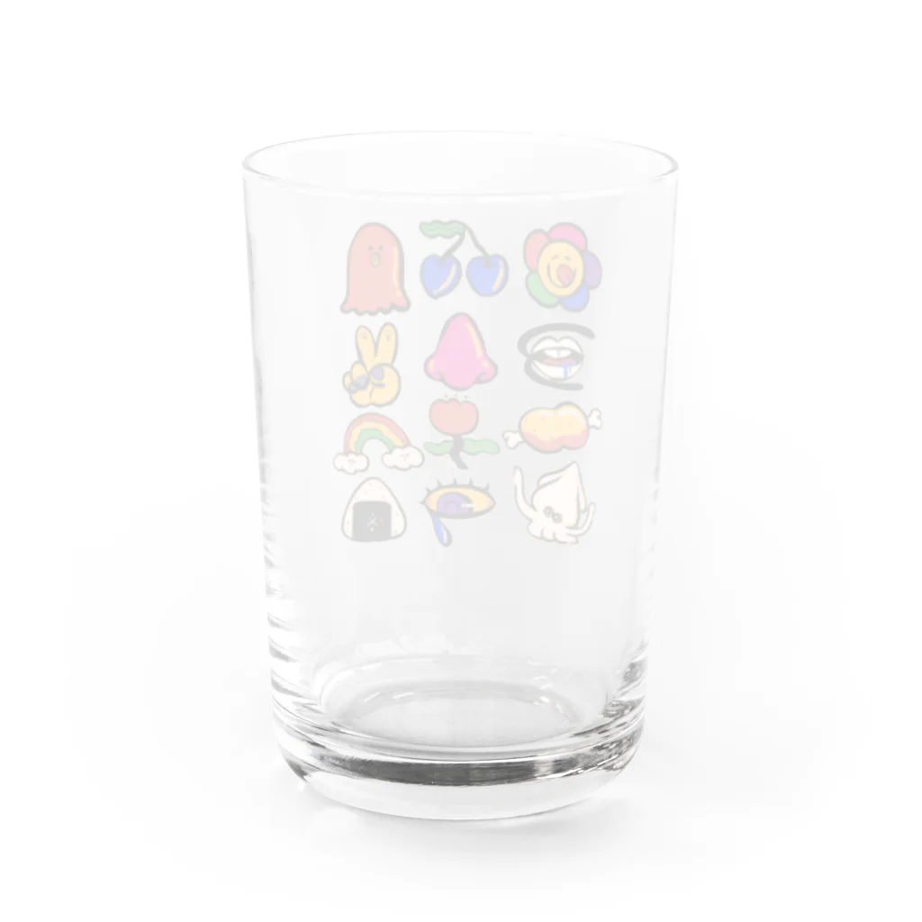 愉快レトロ雑貨屋★39太郎のレトロポップ39太郎・絵文字【ふちどりしてる】 Water Glass :back