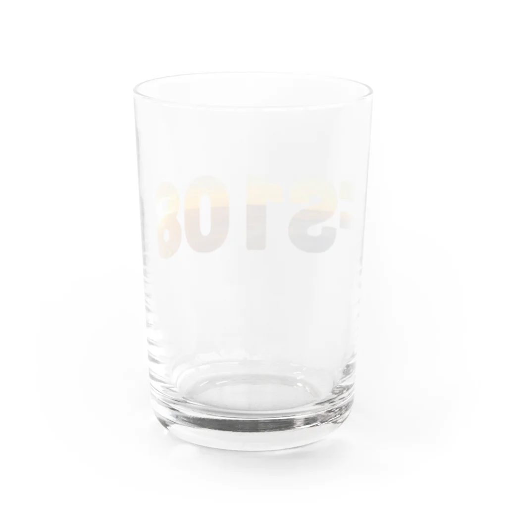 FS108(ファンタジスタ入れ歯)イラスト　絵描きのFS108 夕焼けロゴ Water Glass :back