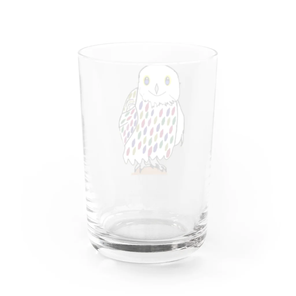 kagayakenaoki shop のシロフクロウのウィオルくんグッツです Water Glass :back