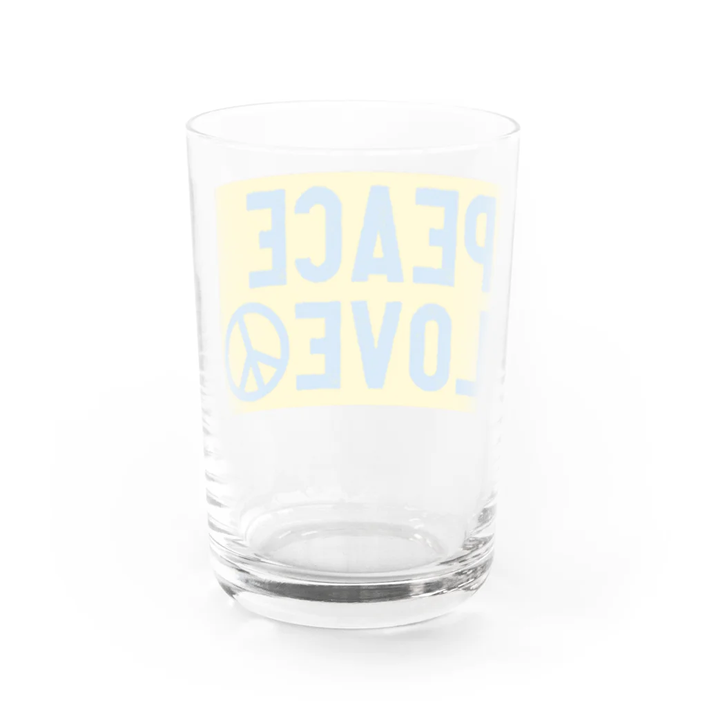 サトオのPEACE LOVEピースマーク（Peace symbol）ウクライナ色 グラス反対面