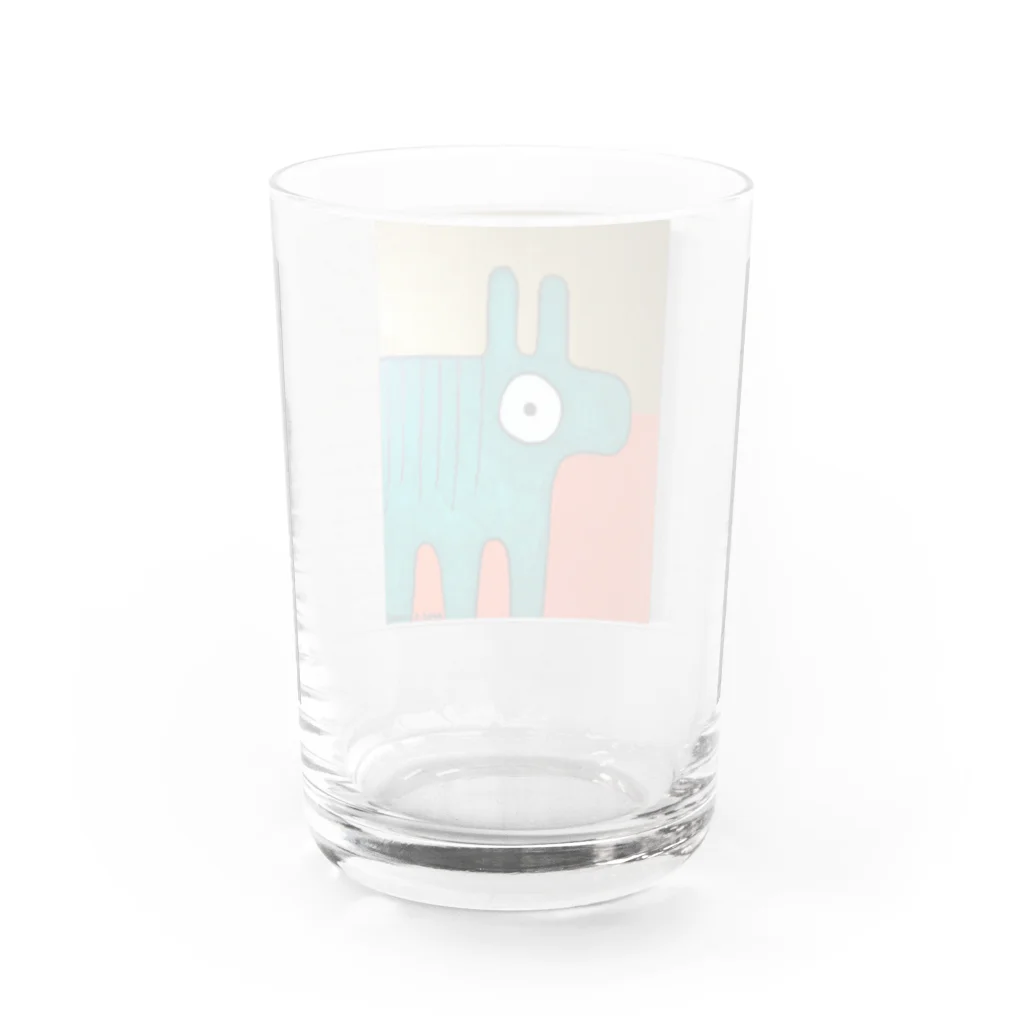 little pandaの「自分の事をシマウマと勘違いしているアルパカの肖像画」 Water Glass :back