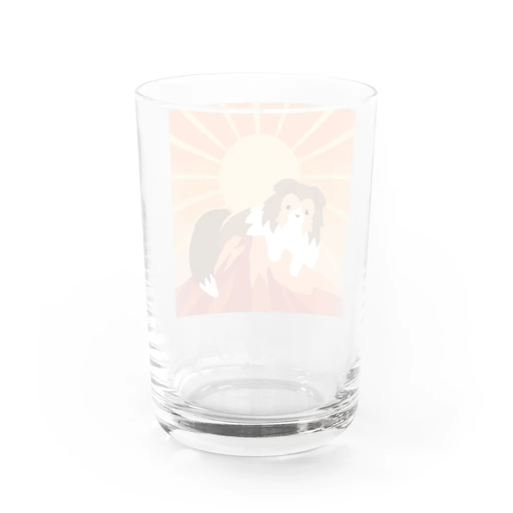 Kotetsu diary(SUZURI店)のシェルティ×富士山(赤) Water Glass :back