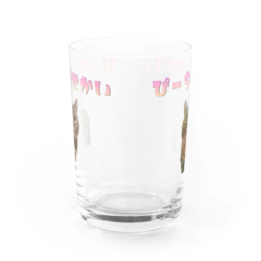 ぴーちのせかい🐱🍑のぴーちのガラスのコップ Water Glass :back