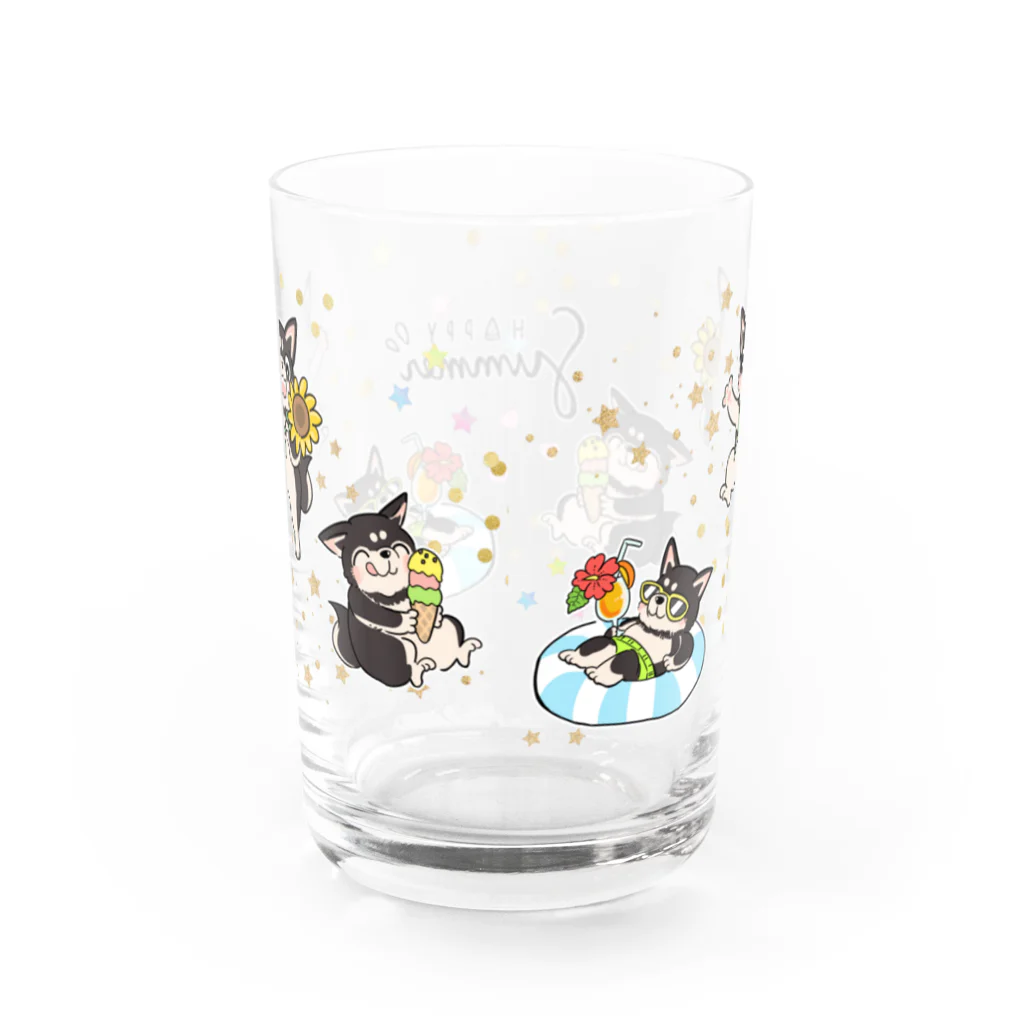 ふんわり本舗のハッピーサマー黒柴（グラス）  Water Glass :back