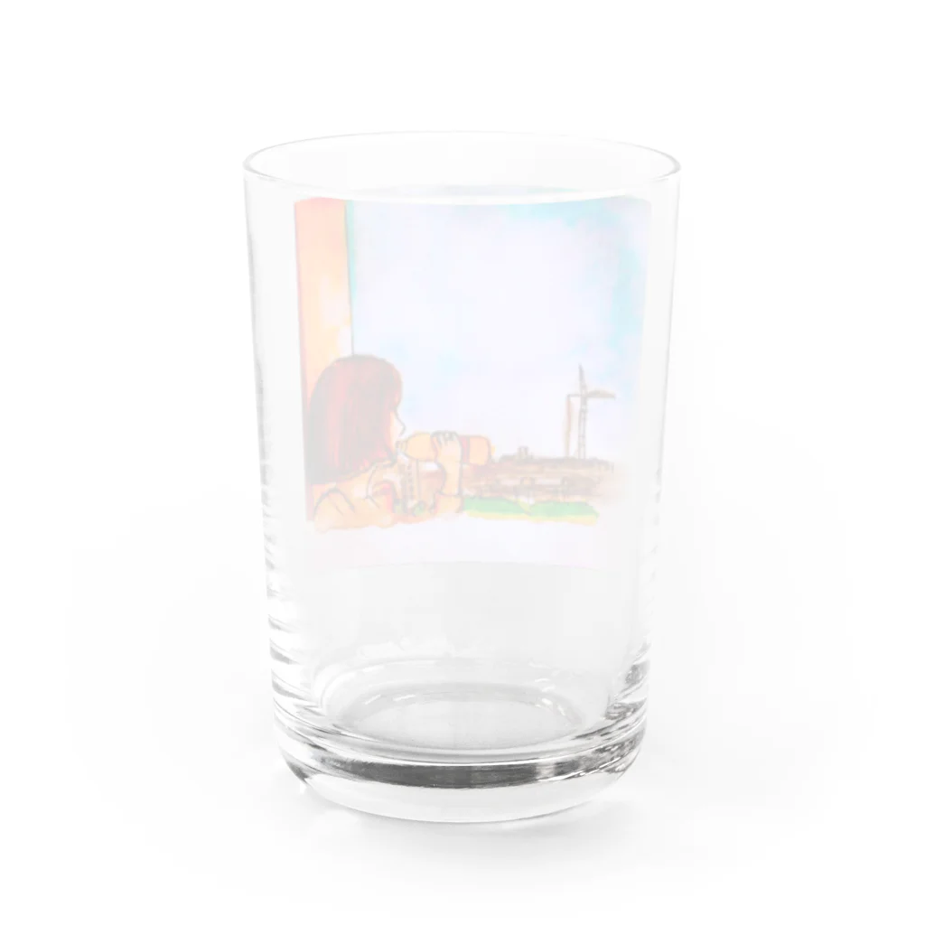 鳥取カランコロンの夕暮れと女の子 Water Glass :back