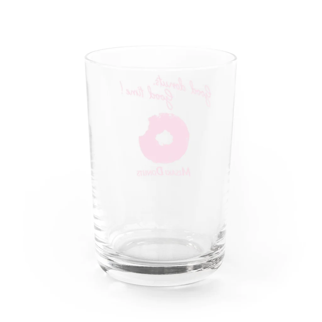 ミサキドーナツ 公式 SUZURI店のgood donuts good time!ロゴ入り Water Glass :back