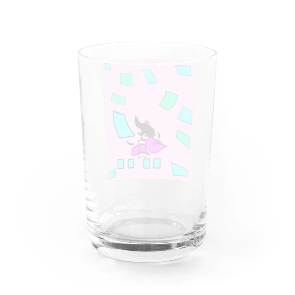 greetenの競技かるた　ピンク Water Glass :back