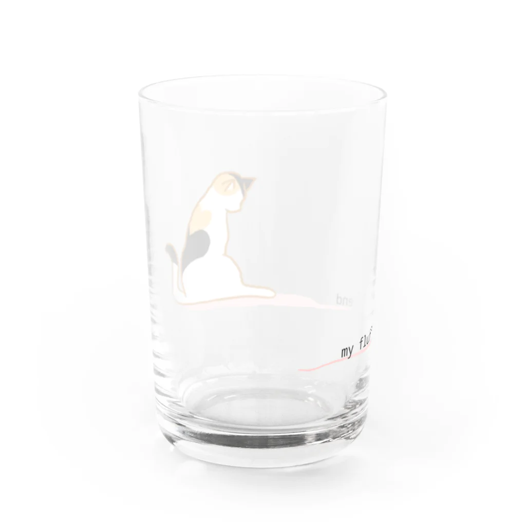 107のハート模様の三毛猫ちゃん Water Glass :back