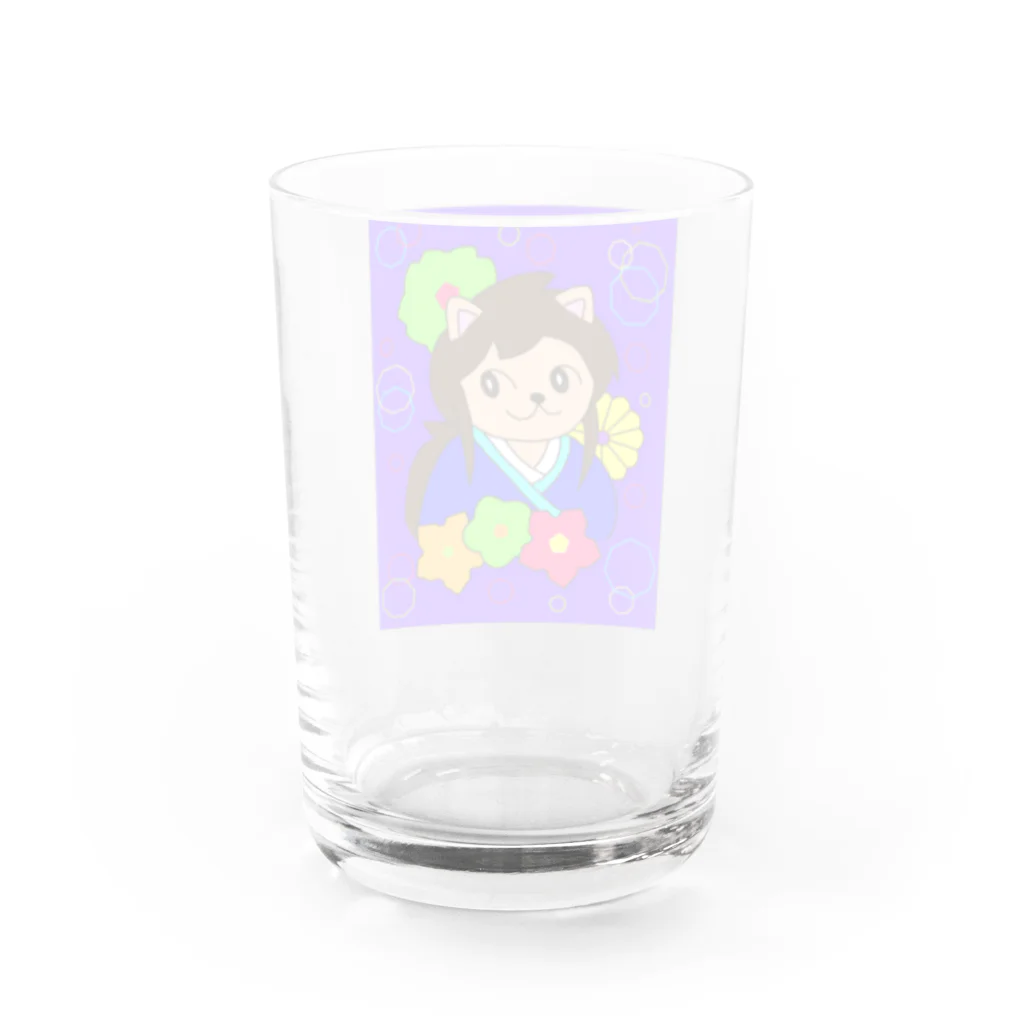 greetenの猫 侍くん 和柄 Water Glass :back