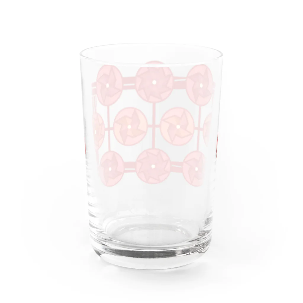 ハナドリカ SUZURI店の赤いかざぐるま（透） Water Glass :back