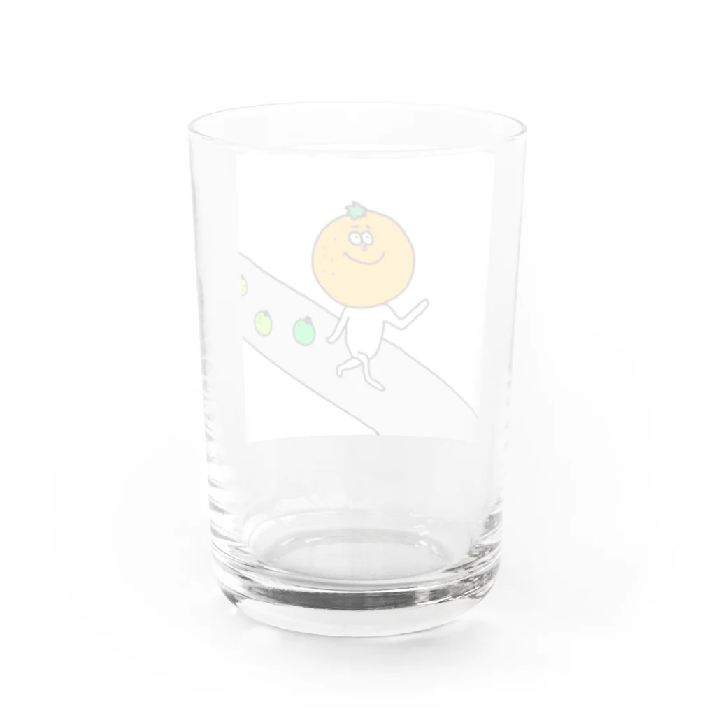 天野画伯の落書きの闊歩するみかん坊や Water Glass :back