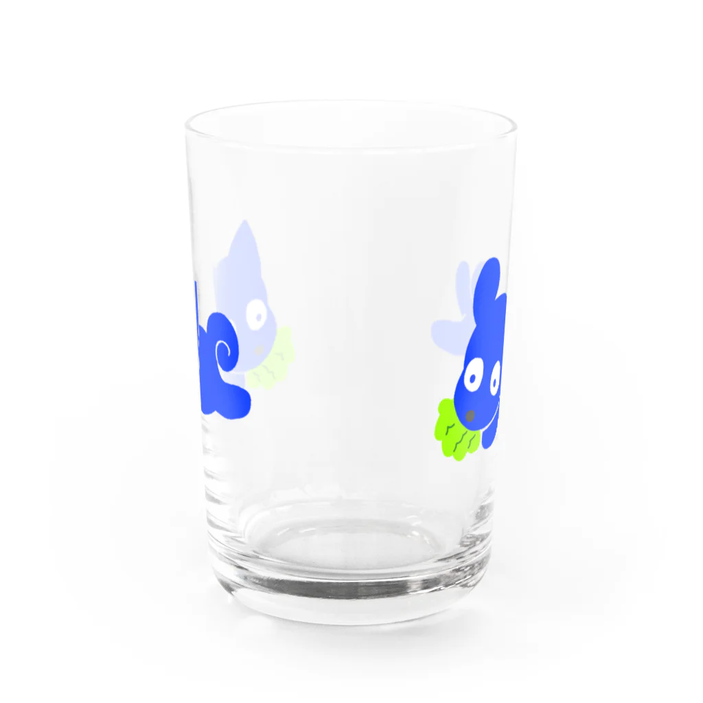 HARAPEKO WORLDのホップをくわえたワンコ Water Glass :back