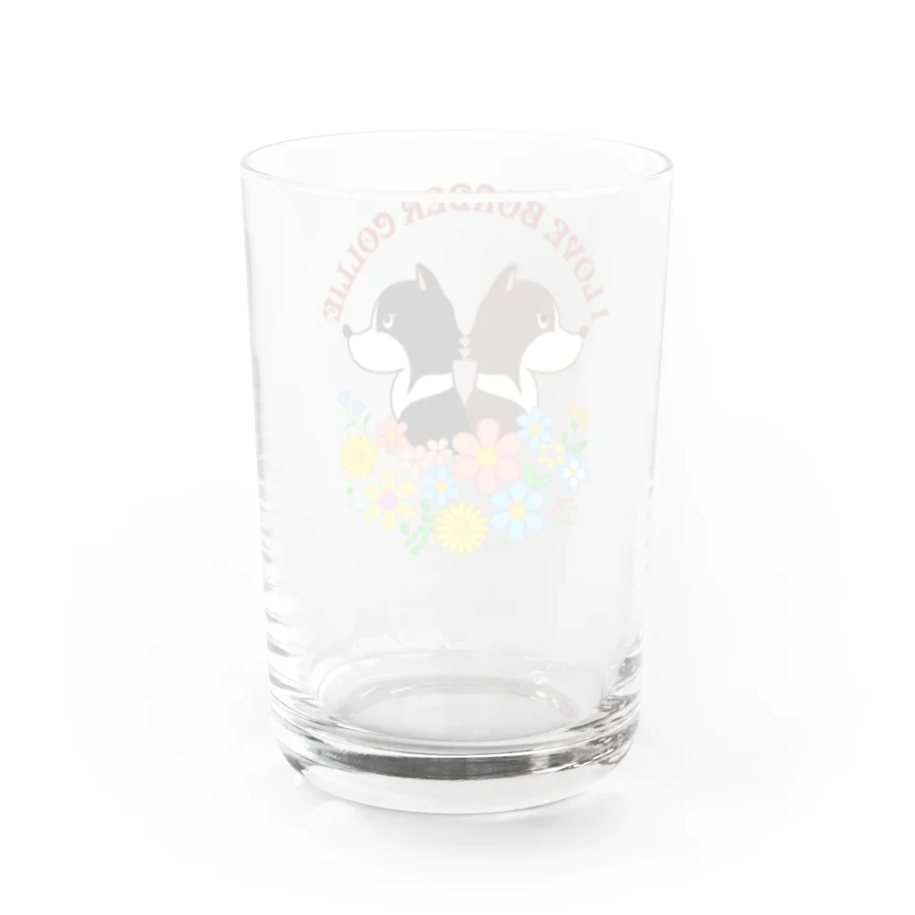 Kazunari0420の乙女ちっくなボーダーコリー（ブラック&チョコ） Water Glass :back