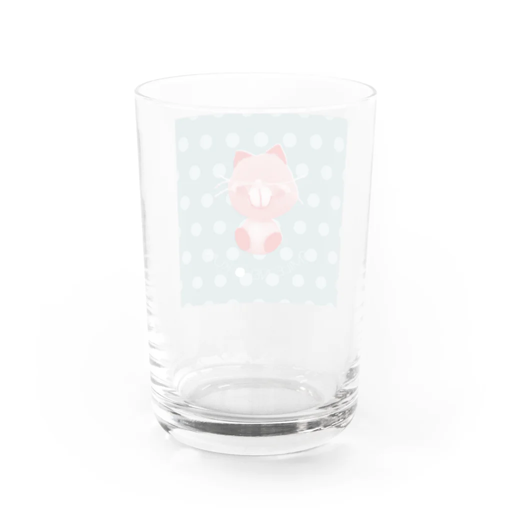 毛玉商店のスマイルねこくん Water Glass :back