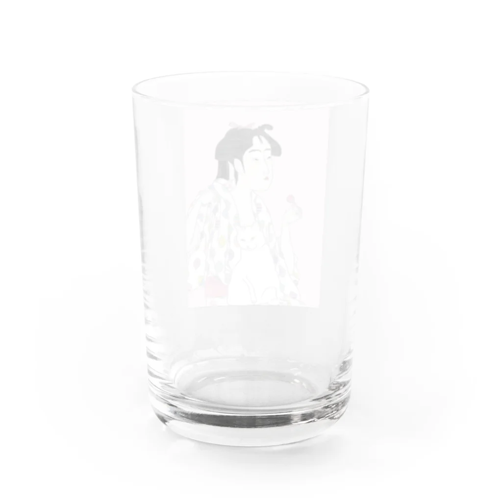 keeeeeep smilingの猫とチュッパチャプスと私 Water Glass :back