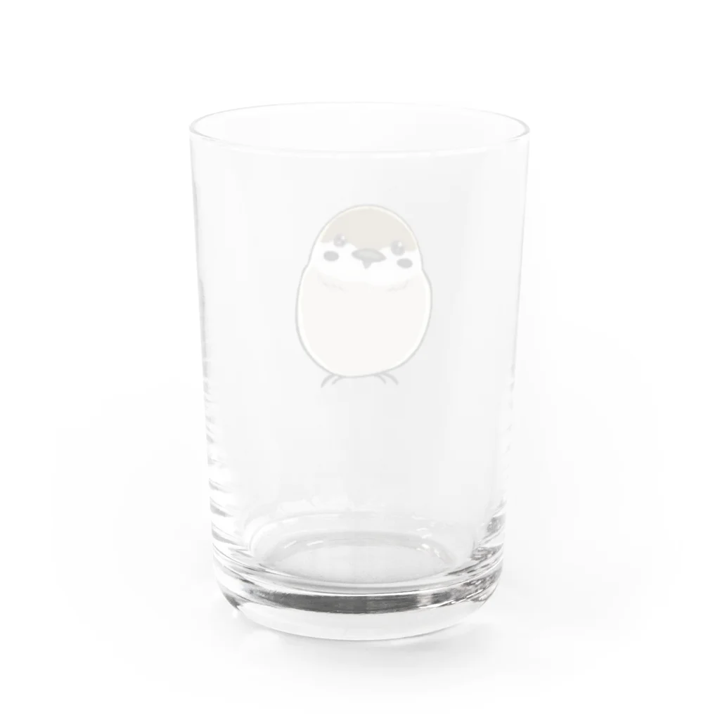 ふくふくSHOPのすずめー手描き風小鳥グッズシリーズー Water Glass :back