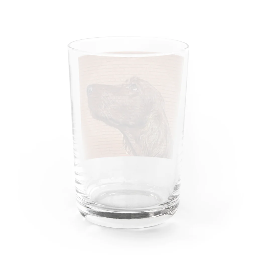 【CPPAS】Custom Pet Portrait Art Studioのアイリッシュセッタードッグ - レンガブロック背景 Water Glass :back