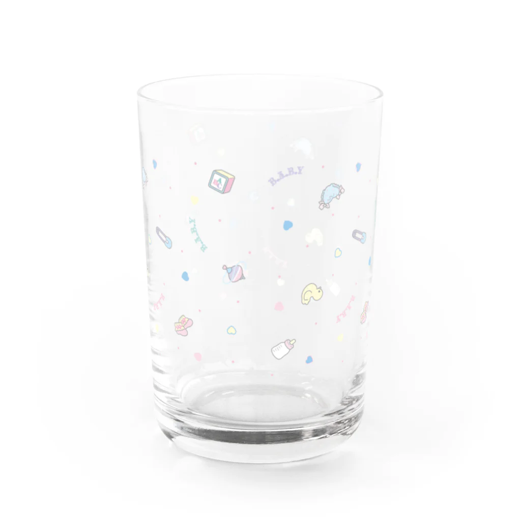 B.A.B.YのPUFF・PUFF・PARTY! / BABY WHITE柄（グラス用） Water Glass :back