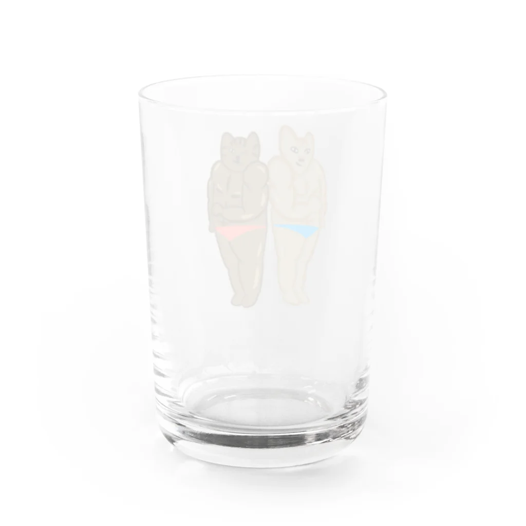 りのりのザウルスのイヌマッスル&ネコマッチョ(戦友) Water Glass :back