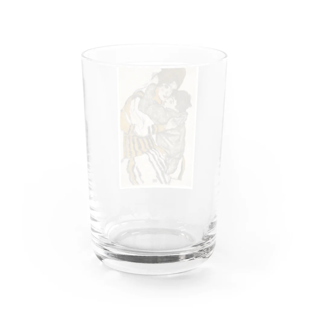 世界の絵画アートグッズのエゴン・シーレ《シーレの妻と小さな甥っ子》 Water Glass :back