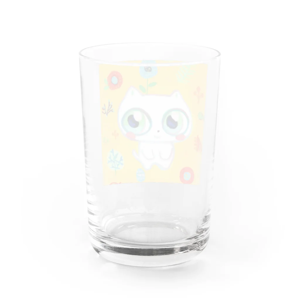 おやこのクロッキーのしろねこしろちゃん Water Glass :back