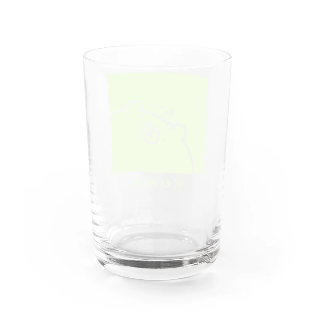 まねきぐま屋さんのモノクロくま（グリーン） Water Glass :back