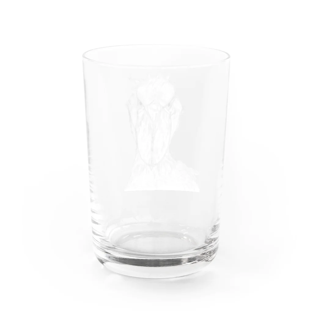 森図鑑の[森図鑑] ハシビロコウの顔 鉛筆画 Water Glass :back