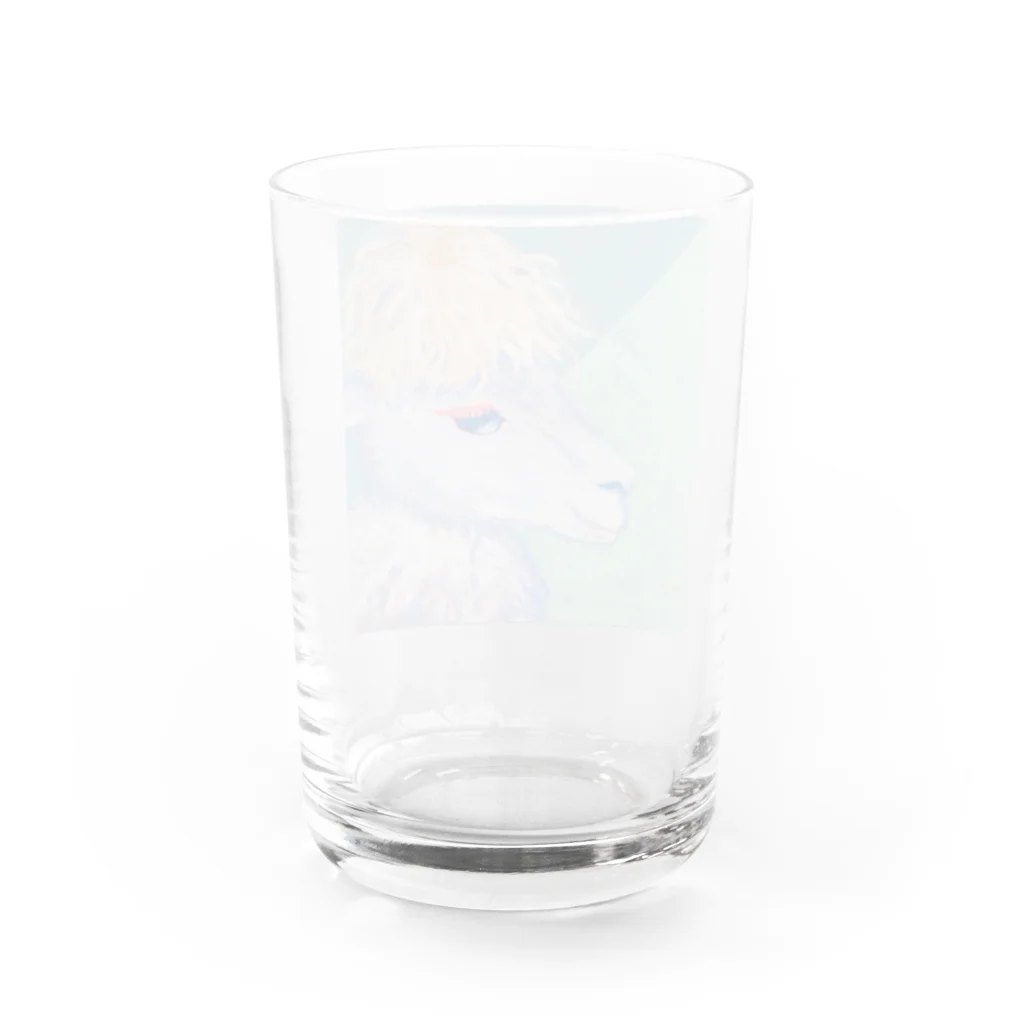 ろばぱかアニマルTシャツのイケてるアルパカ Water Glass :back