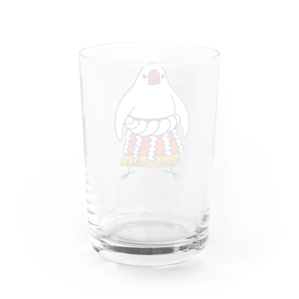 もしもしこちら文鳥のすもう文鳥よこづな　青ライン Water Glass :back