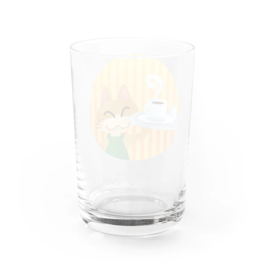 雑貨屋きゅう＠suzuri支店のねこオーナーのコーヒー Water Glass :back