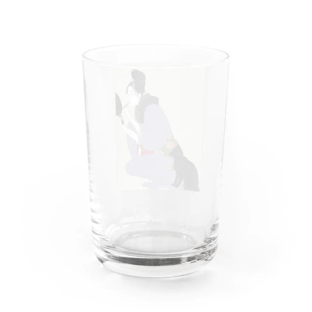 keeeeeep smilingの口紅を塗る女とスリスリする猫 Water Glass :back