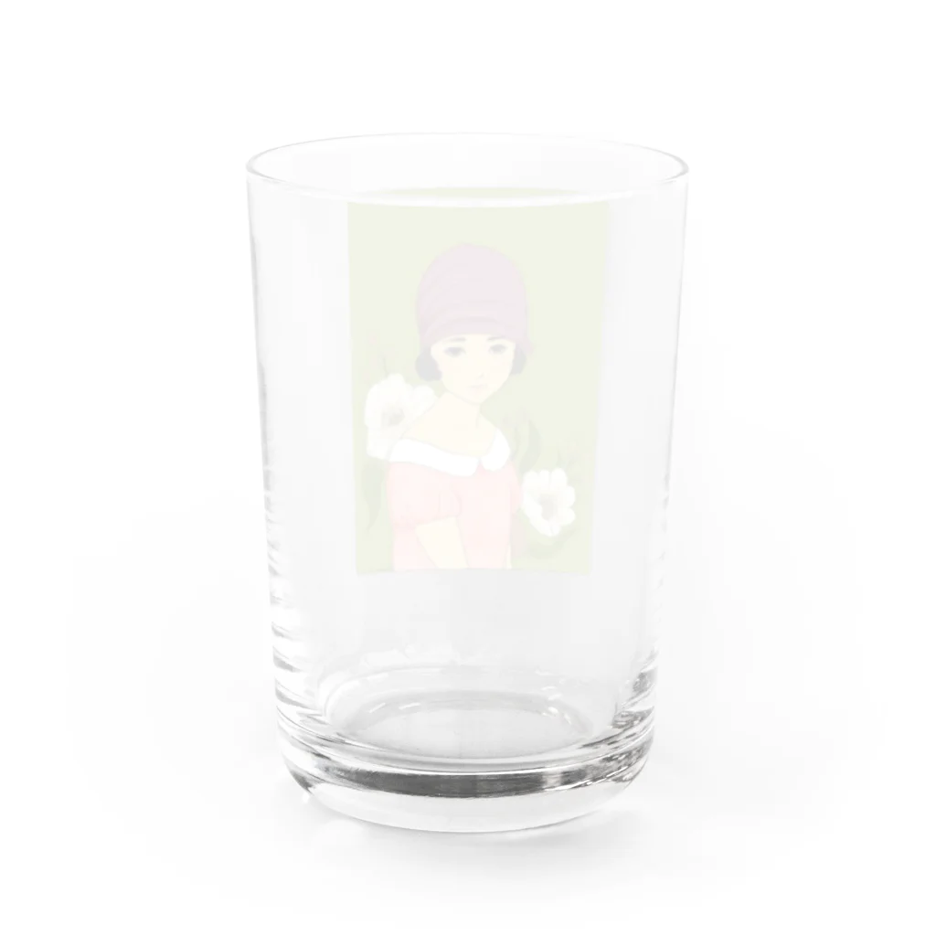 四月研究所 SUZURI店の大正浪漫ヲトメ図画ー桃色 Water Glass :back