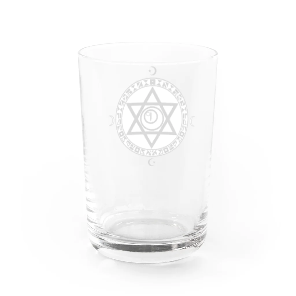 KIKITEKI_LABORATORYの魔法陣×六芒星×猫目玉 BLACK Water Glass :back